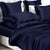 King Duvet Cover Set - Navy Blue Silk