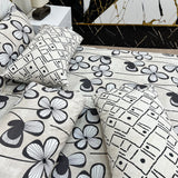4 Pillow Cotton King Bed Sheet - Blush Harmony