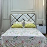 4 Pillow Cotton King Bed Sheet - Leaf Art