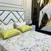 4 Pillow Cotton King Bed Sheet - Leaf Art