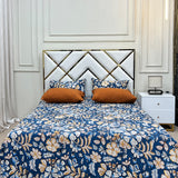 4 Pillow Cotton King Bed Sheet - Damask