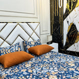 4 Pillow Cotton King Bed Sheet - Damask