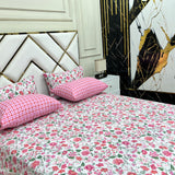 4 Pillow Cotton King Bed Sheet - Majestic