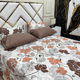 4 Pillow Cotton King Bed Sheet - Tulips