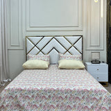 4 Pillow Cotton King Bed Sheet - Abstract Yellow