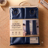 Silk Curtain - Navy Blue