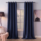 Silk Curtain - Navy Blue