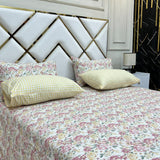 4 Pillow Cotton King Bed Sheet - Abstract Yellow