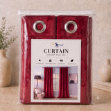 Plain Velvet Curtain Red