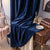 Plain Velvet Curtain Navy Blue
