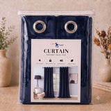 Plain Velvet Curtain Navy Blue
