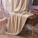 Plain Velvet Curtain Ivory