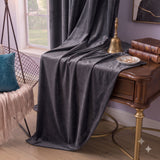 Plain Velvet Curtain Charcoal