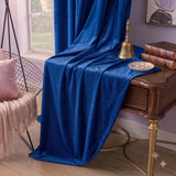 Plain Velvet Curtain Royal Blue