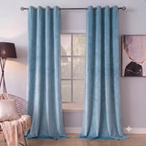 Plain Velvet Curtain Sky Blue