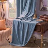 Plain Velvet Curtain Sky Blue
