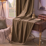 Plain Velvet Curtain Rust