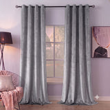 Plain Velvet Curtain Light Grey