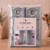Plain Velvet Curtain Light Grey