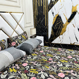 4 Pillow Cotton King Bed Sheet - Floral Haven