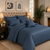 6 PCs Cotton Satin Comforter Set - Slate Blue