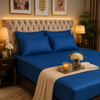 Fitted Bed Sheet - Cotton Satin Blue