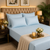 Fitted Bed Sheet - Cotton Satin Water Blue