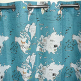 Percale Cotton Curtain - World Map