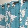 Percale Cotton Curtain - World Map