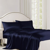 Silk King Bed Sheet - Navy Blue