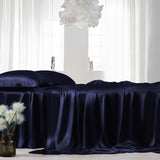 Silk King Bed Sheet - Navy Blue 2