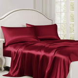 Silk King Bed Sheet - Claret